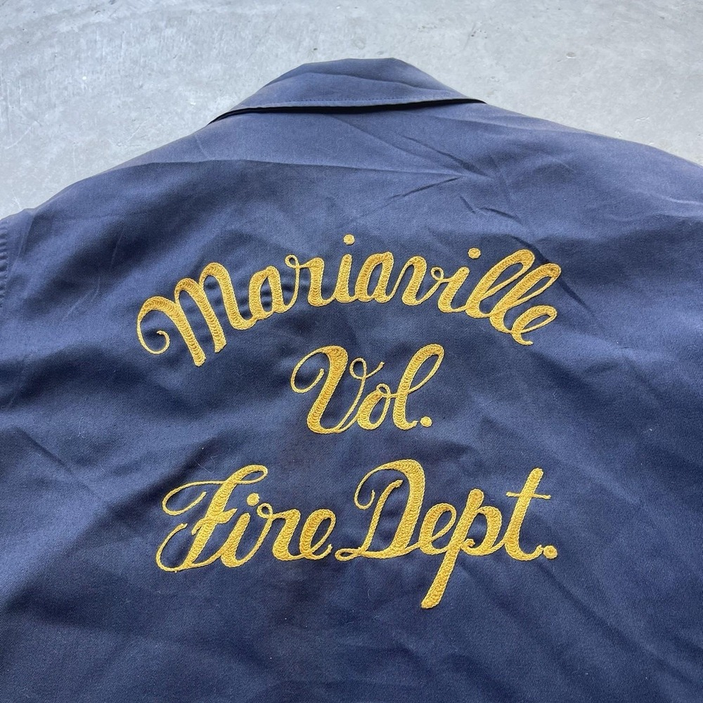 Vintage 50s Chain Stitch Jacket Fireman Mariaville Patch Fire Dept Talon Lined - Picture 2 of 10
